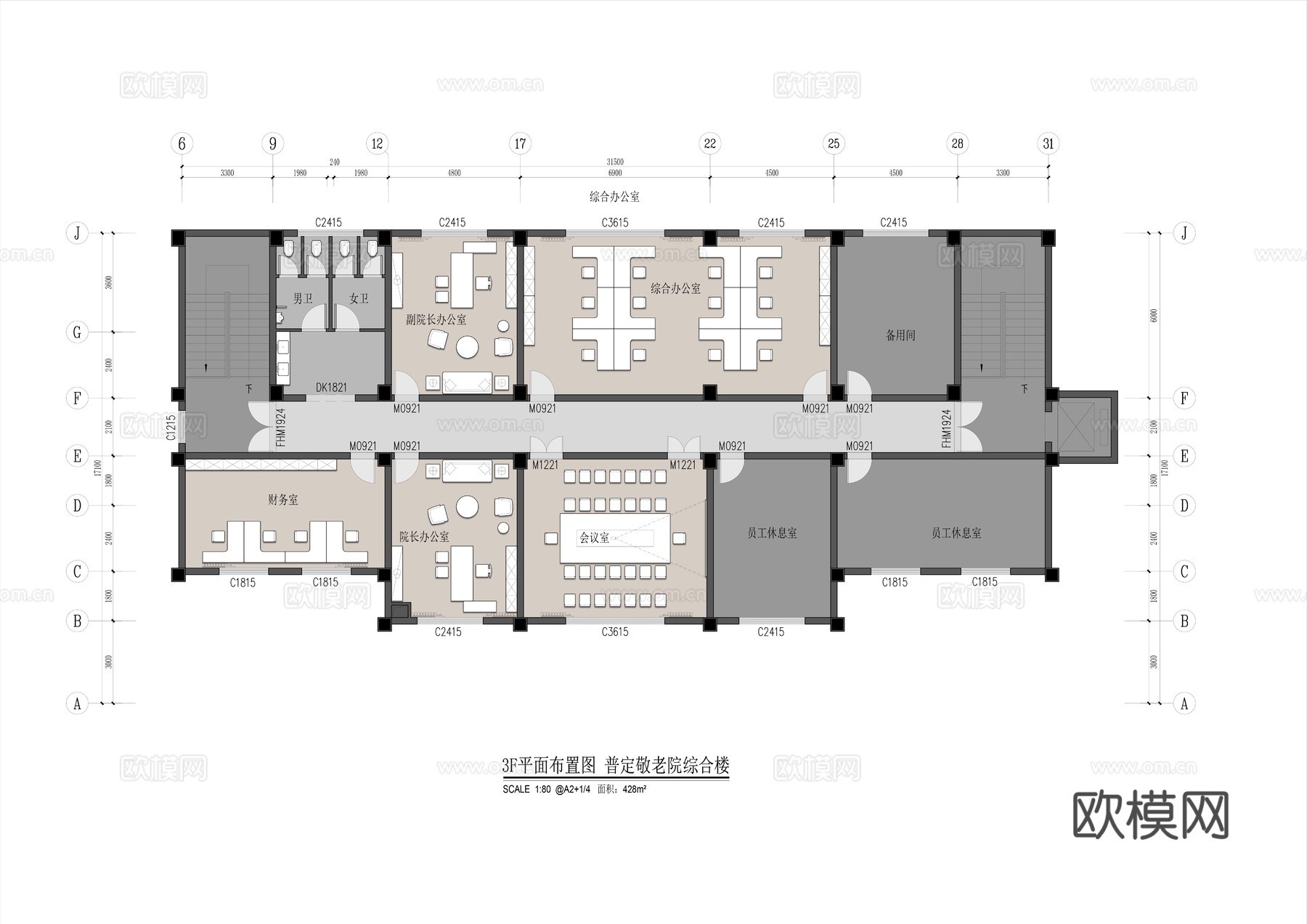 养老院 最新平面施工图设计cad施工图