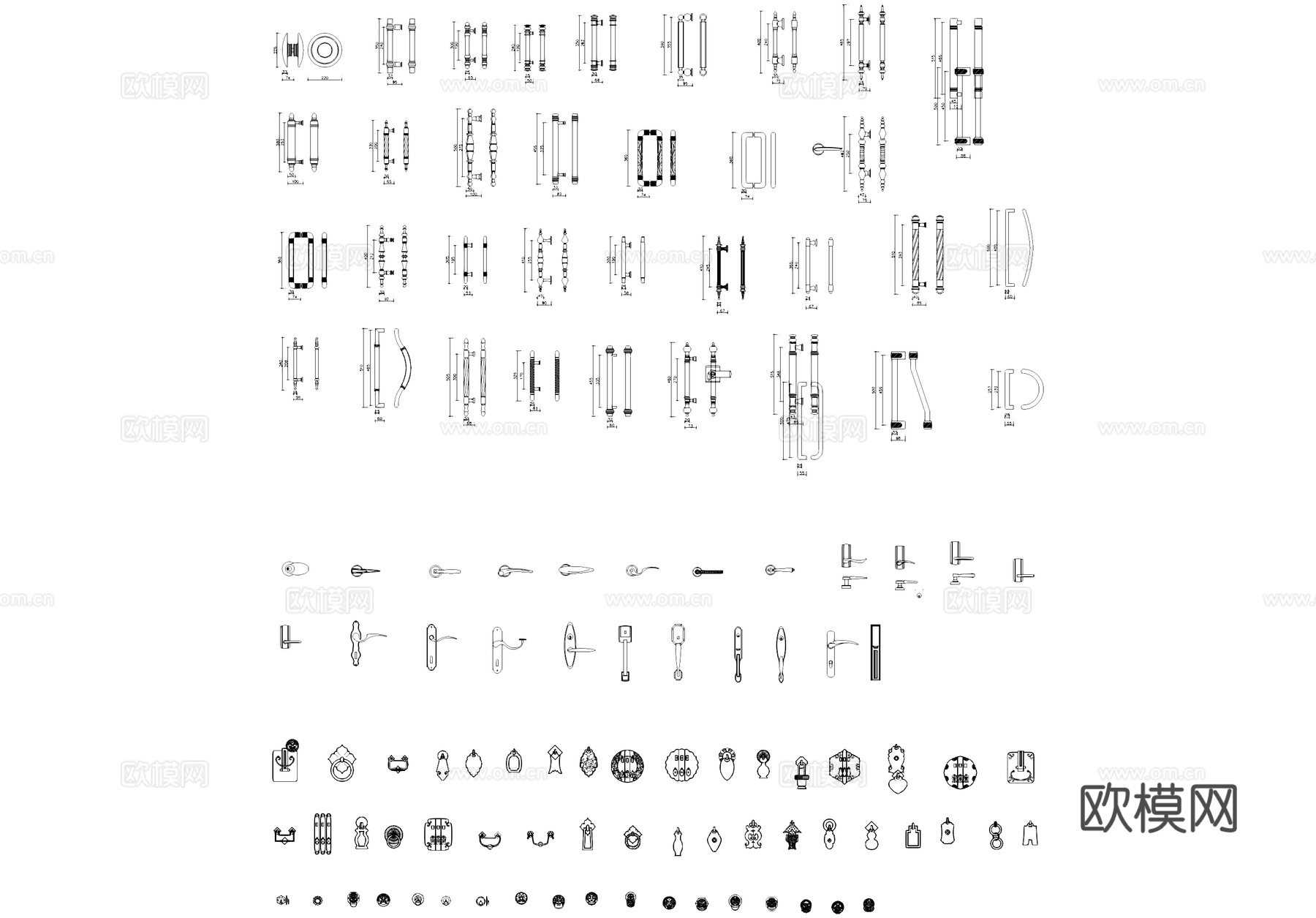 门把手拉手门环把环CAD图库cad施工图
