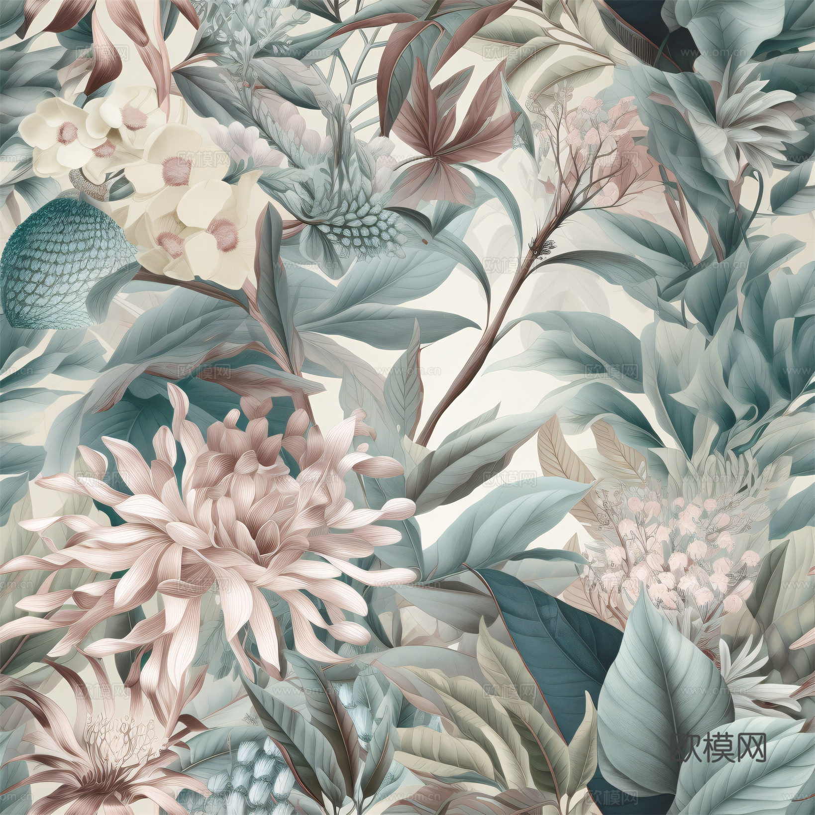 复古小清晰森林系植物纹理图案肌理26