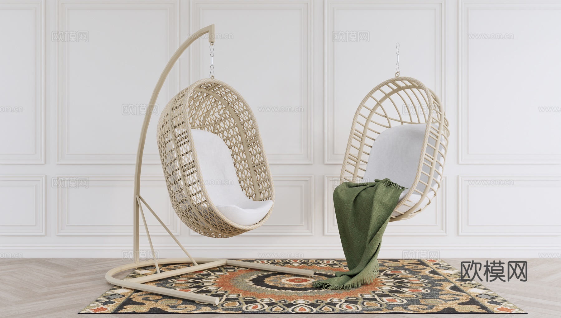 休闲吊椅 户外椅 竹椅su模型