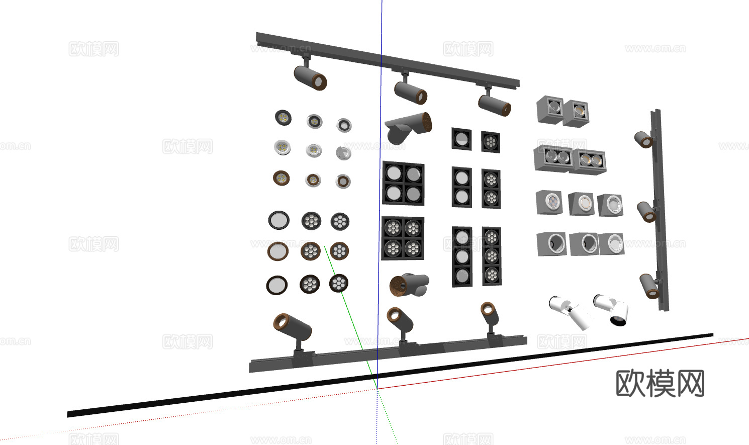 现代筒灯射灯合集su模型