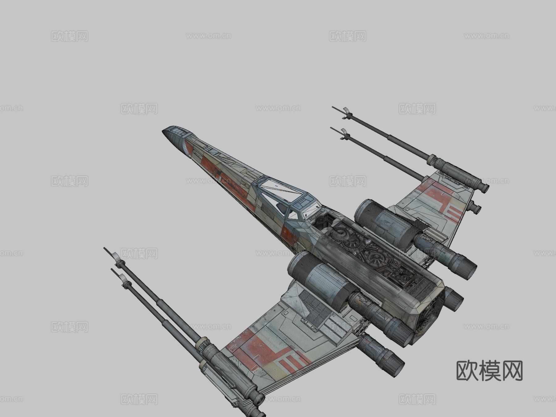 高多边形X翼战斗机3d模型下载（渲染图2）