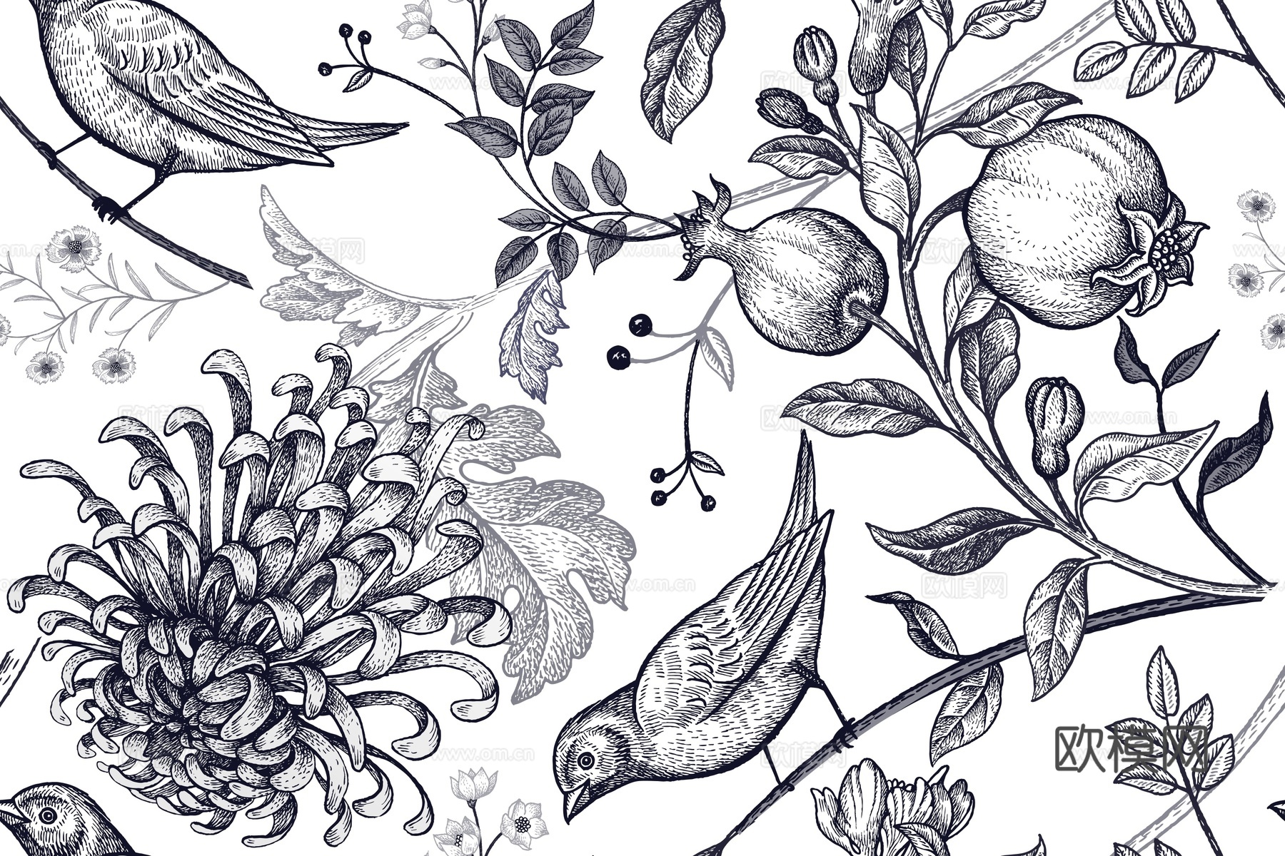 中式植物图案纹理肌理15