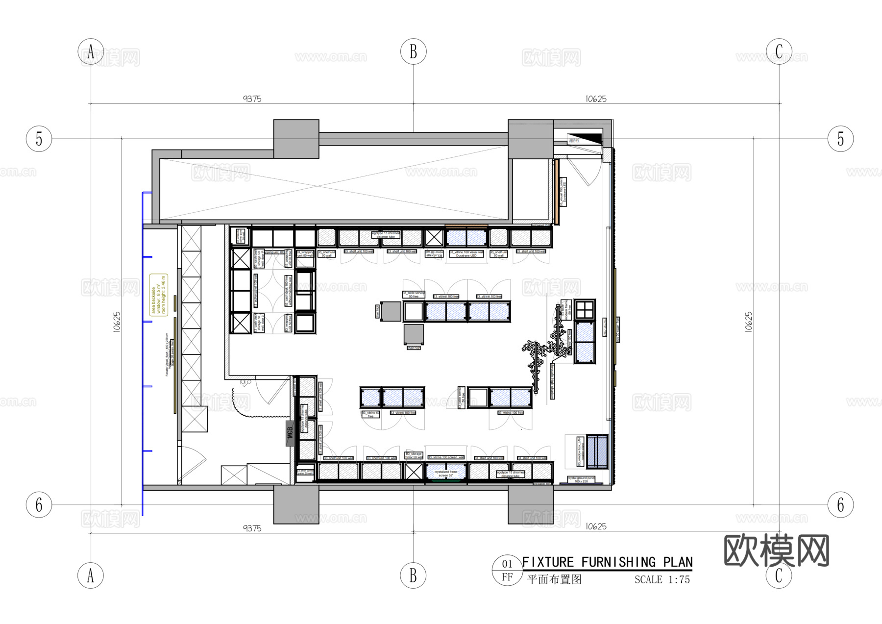 施华洛世奇珠宝专卖店cad施工图