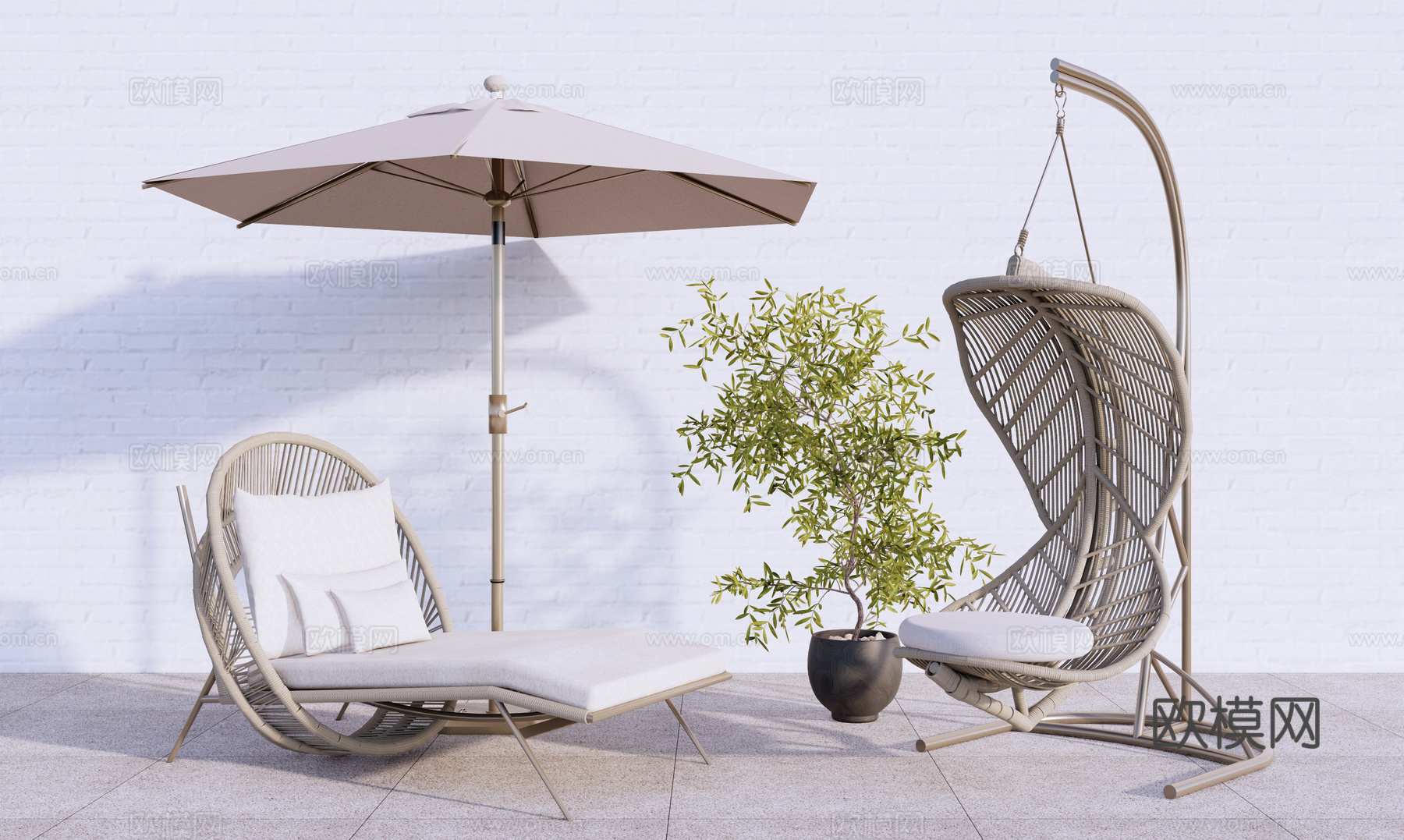 户外休闲吊椅躺椅su模型