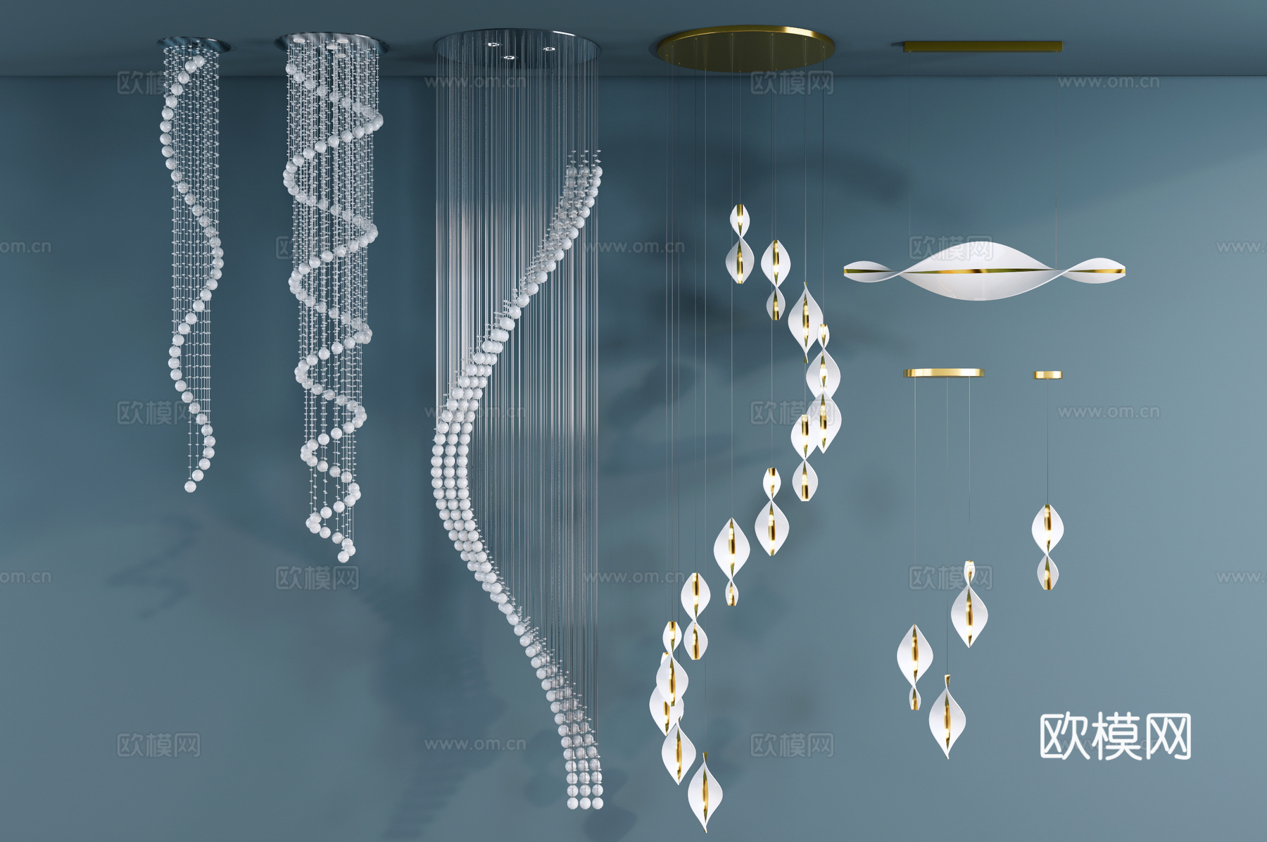 艺术吊灯 客厅吊灯 水晶吊灯 灯具组合su模型