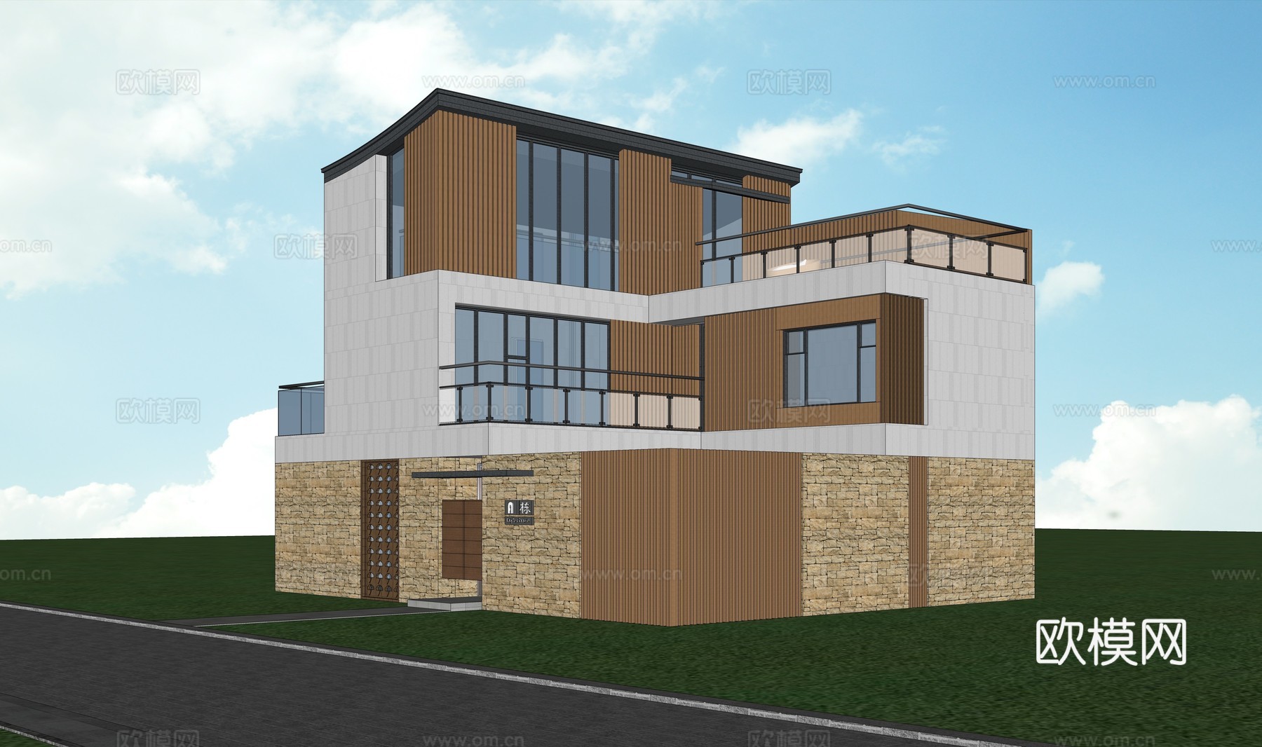 约215㎡现代自建房独栋别墅su模型