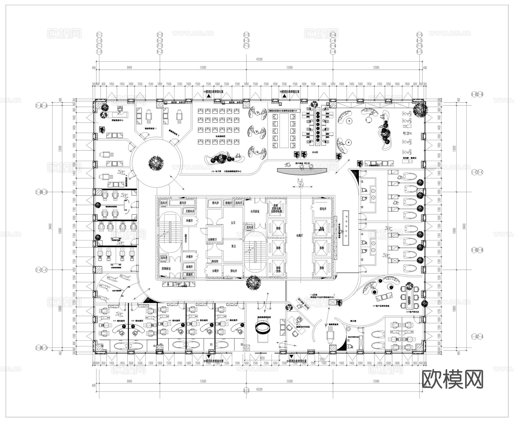 1600平养老院 最新平面施工图设计cad施工图