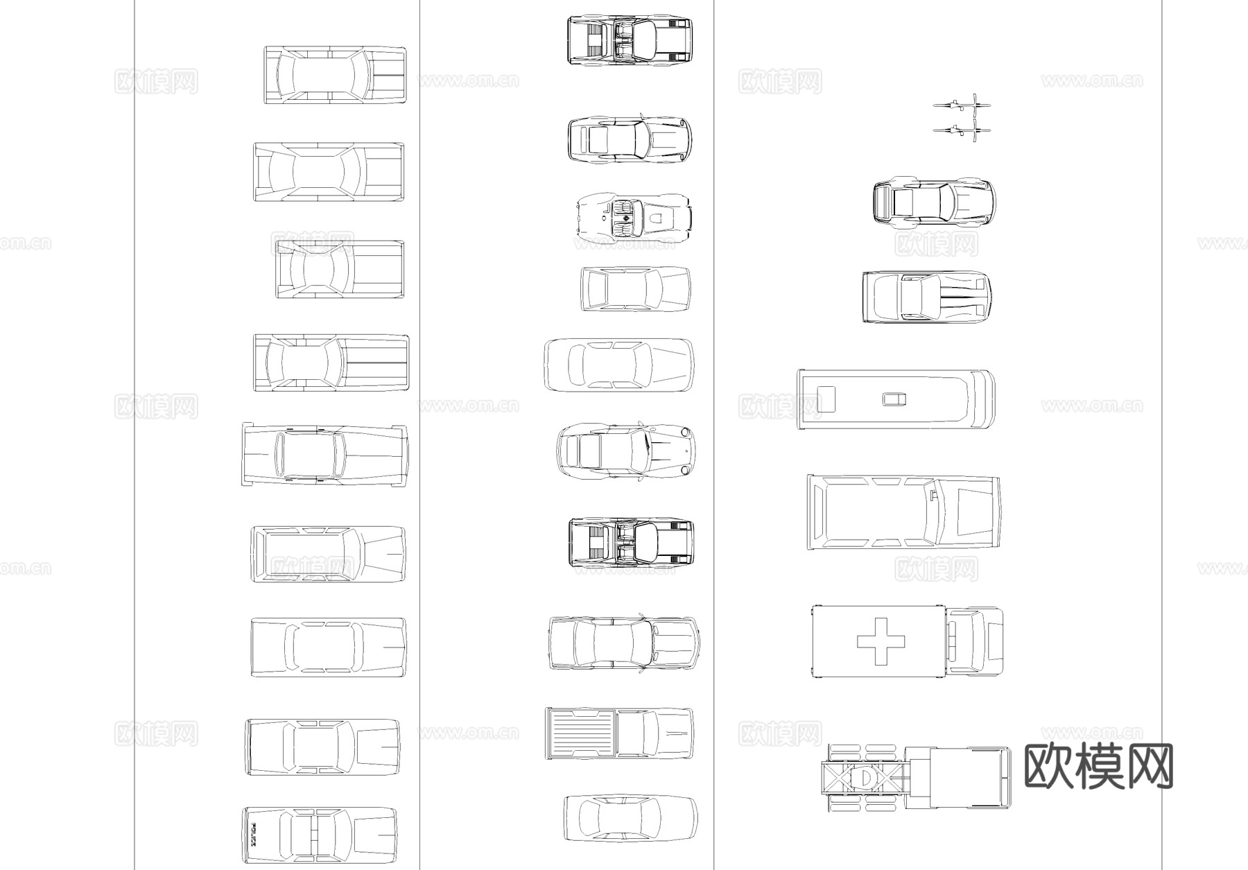 车辆平立面CAD图库cad施工图