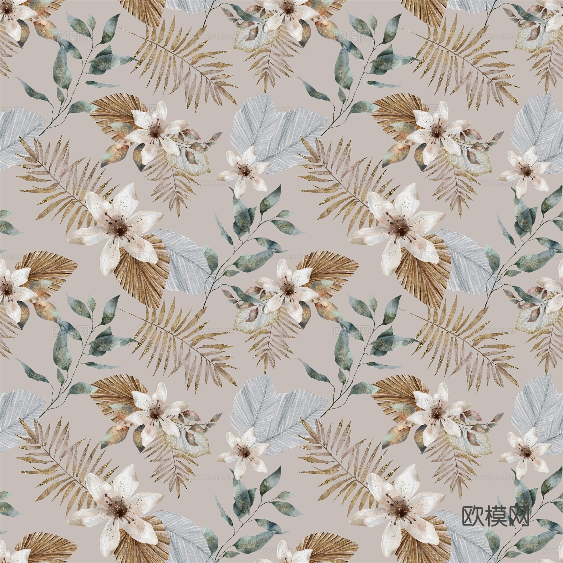 热带非洲动物植物手绘水彩图案纹理肌理10