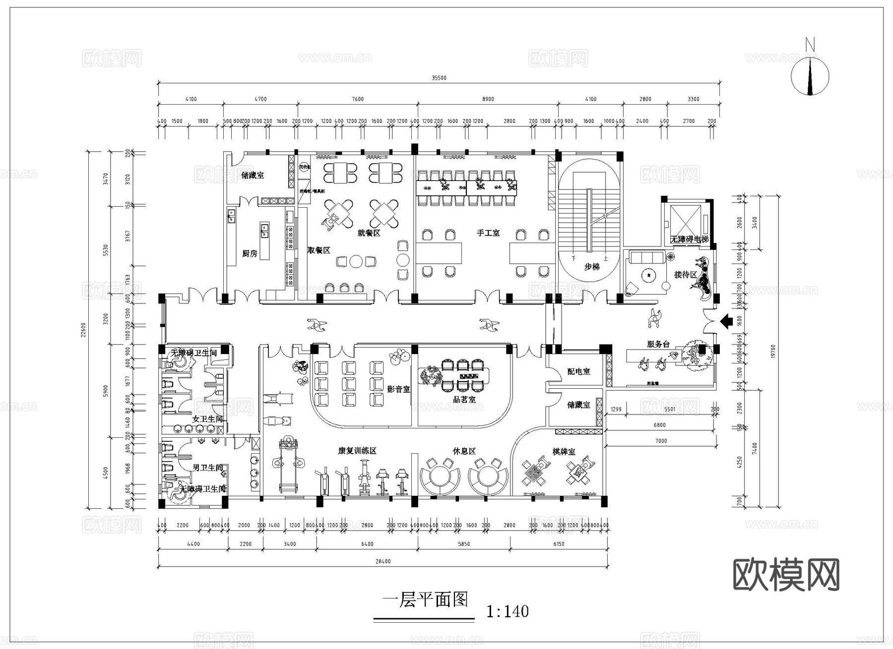 两层养老院 最新平面施工图设计cad施工图