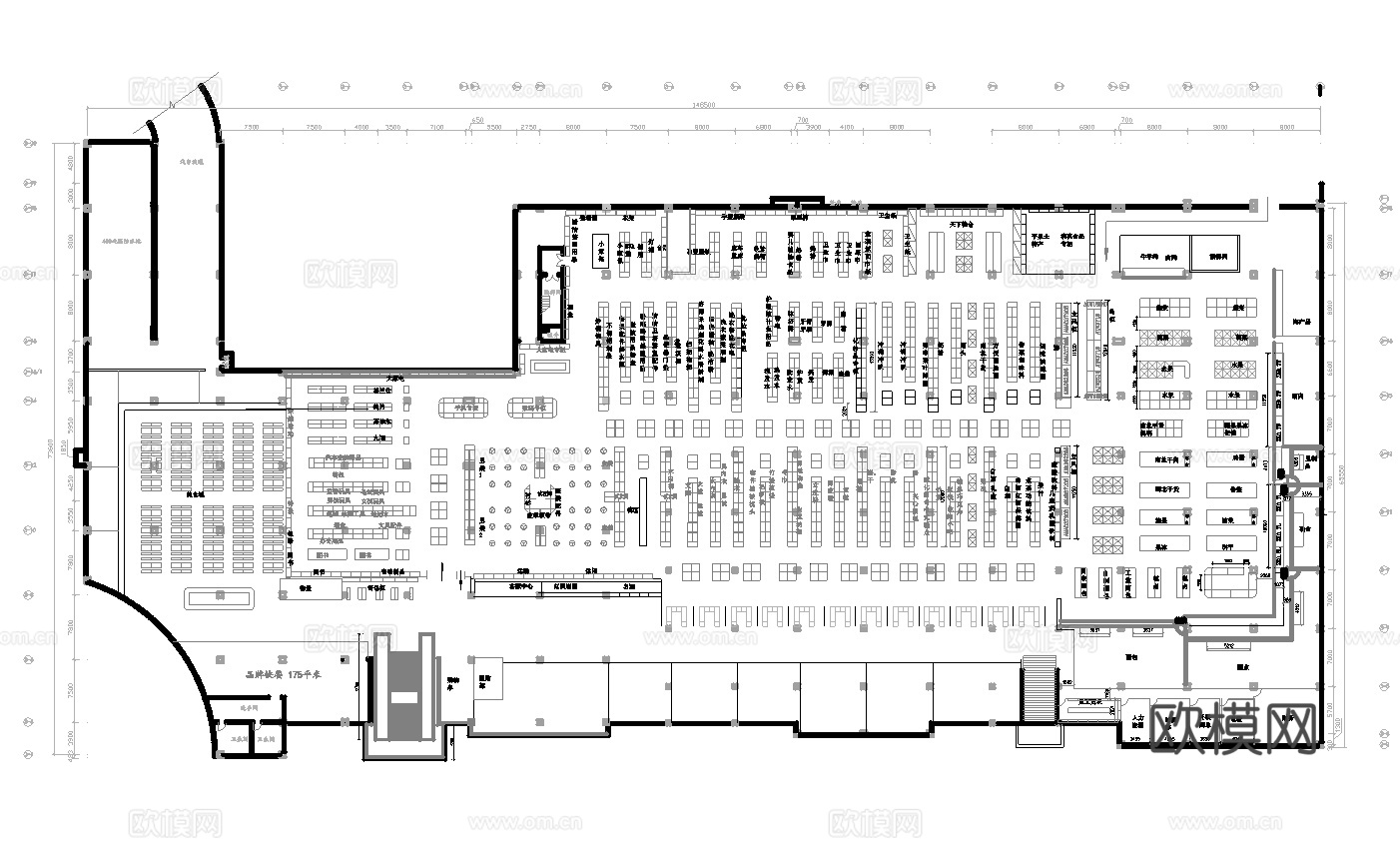 大型生鲜超市 最新平面施工图设计cad施工图