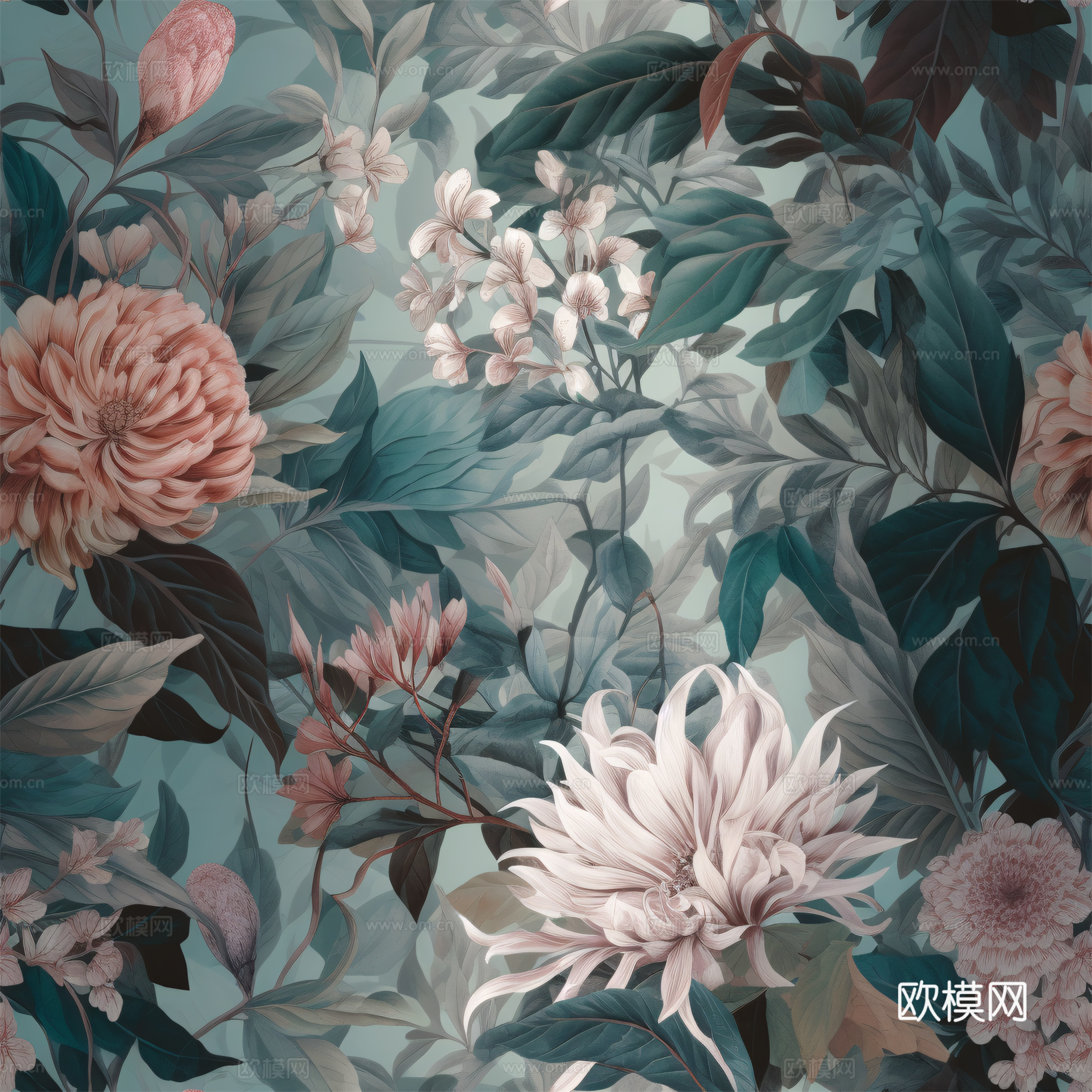 复古小清晰森林系植物纹理图案肌理15