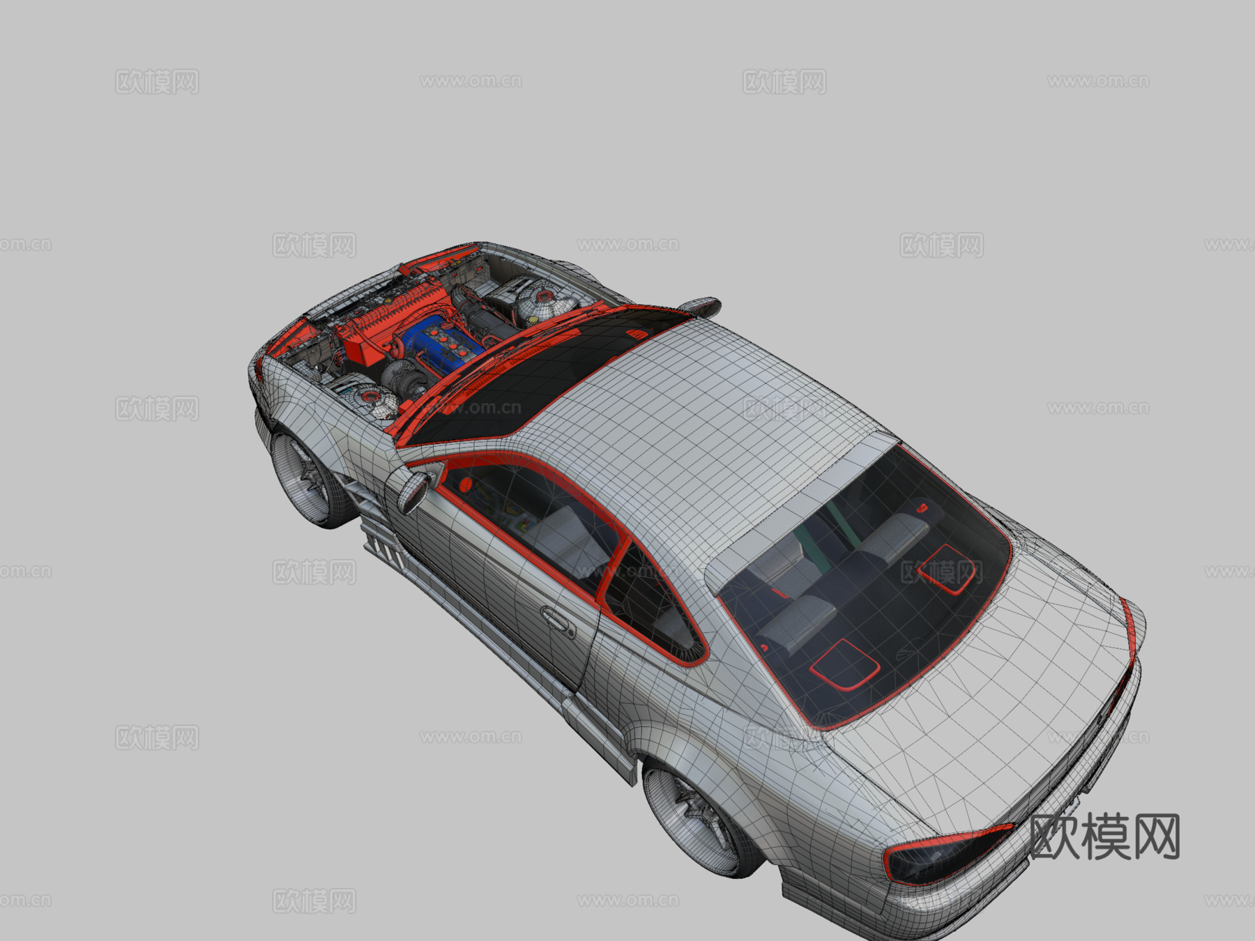 日产S15漂移车3d模型下载（渲染图2）