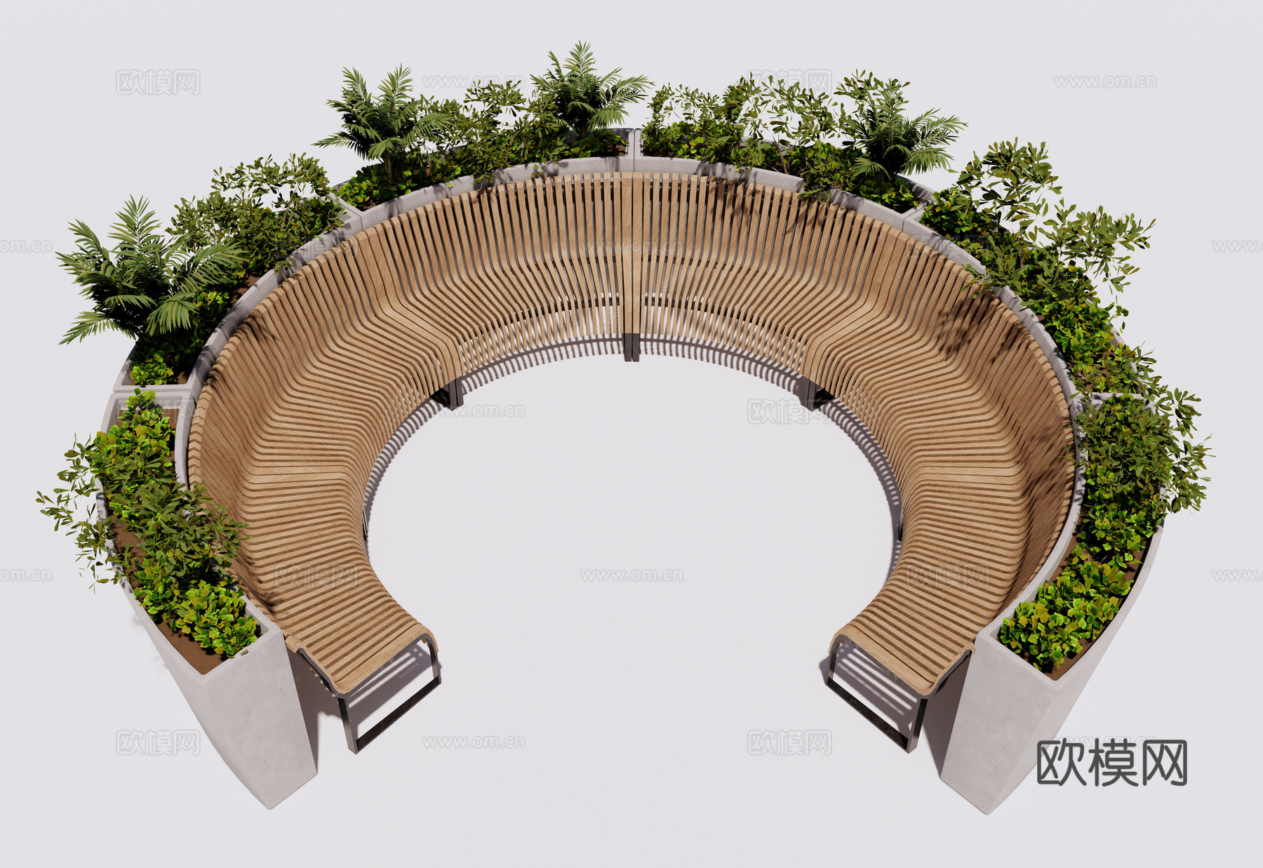 景观座椅 树池座椅 户外椅凳 弧形座椅 木椅su模型