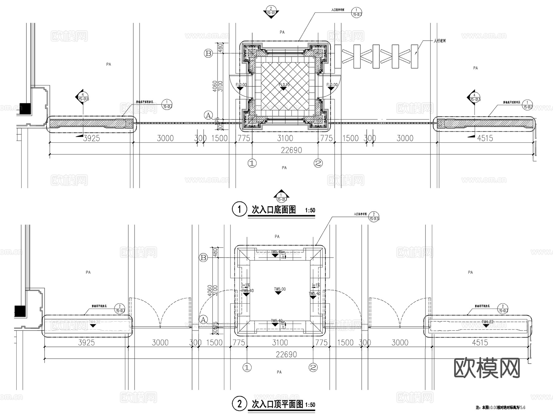 居住区入口岗亭保安亭景观CAD施工图套图cad施工图