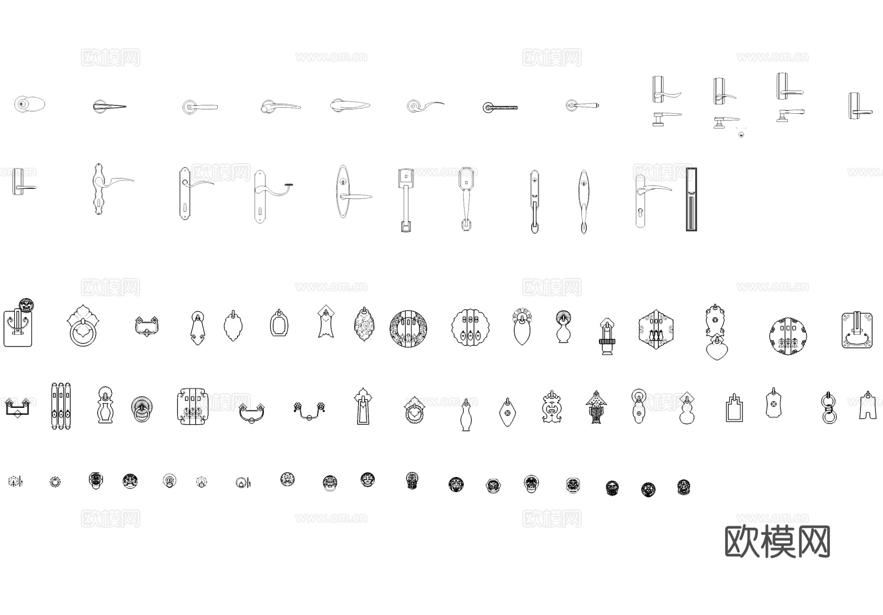 门把手拉手门环把环CAD图库cad施工图