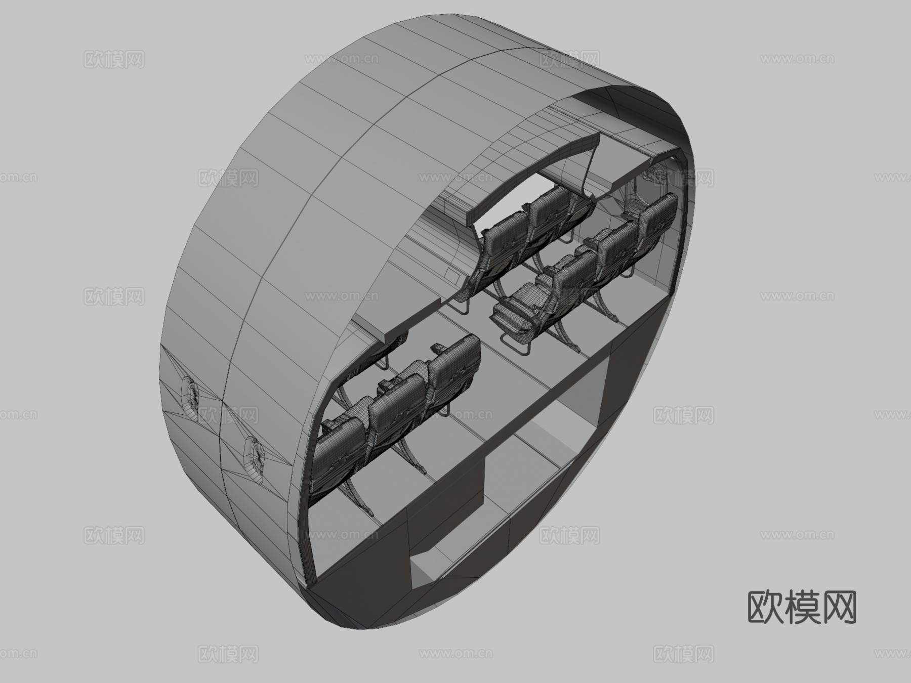 空客A320飞机客舱3d模型下载（渲染图3）