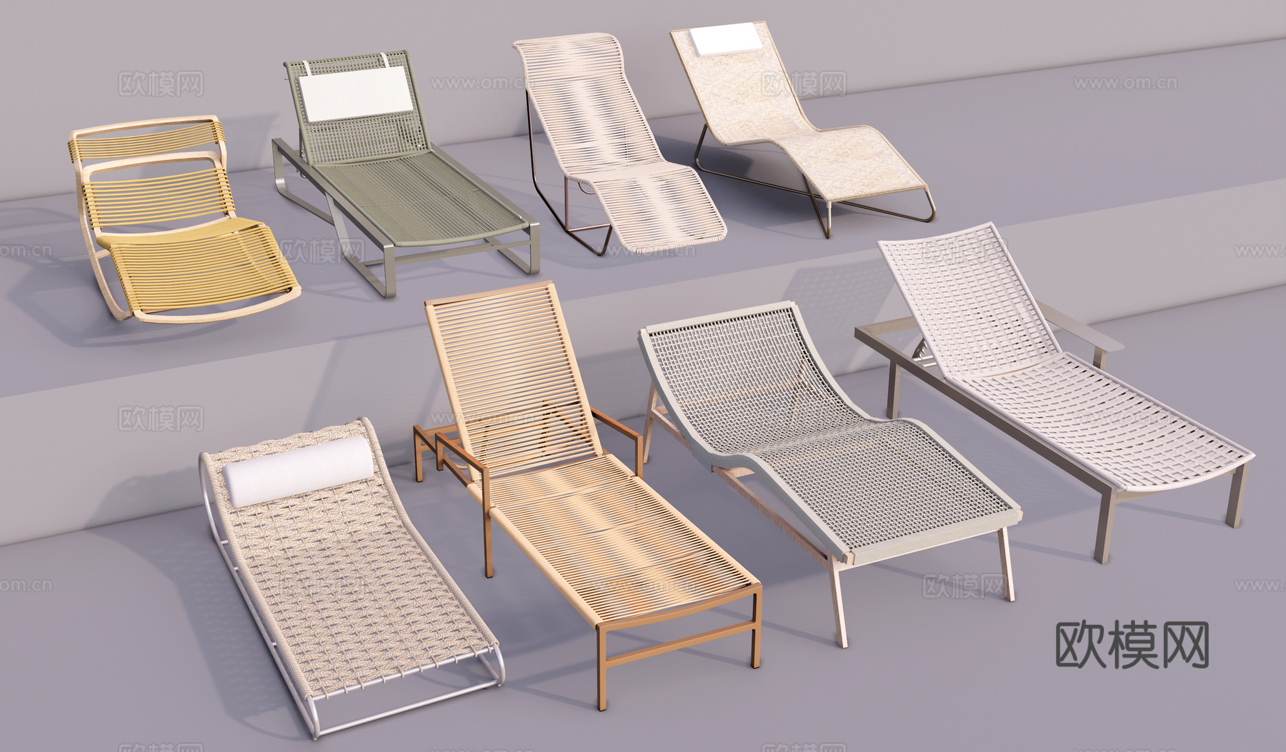 休闲躺椅 户外椅 太阳椅 沙滩椅 竹椅su模型