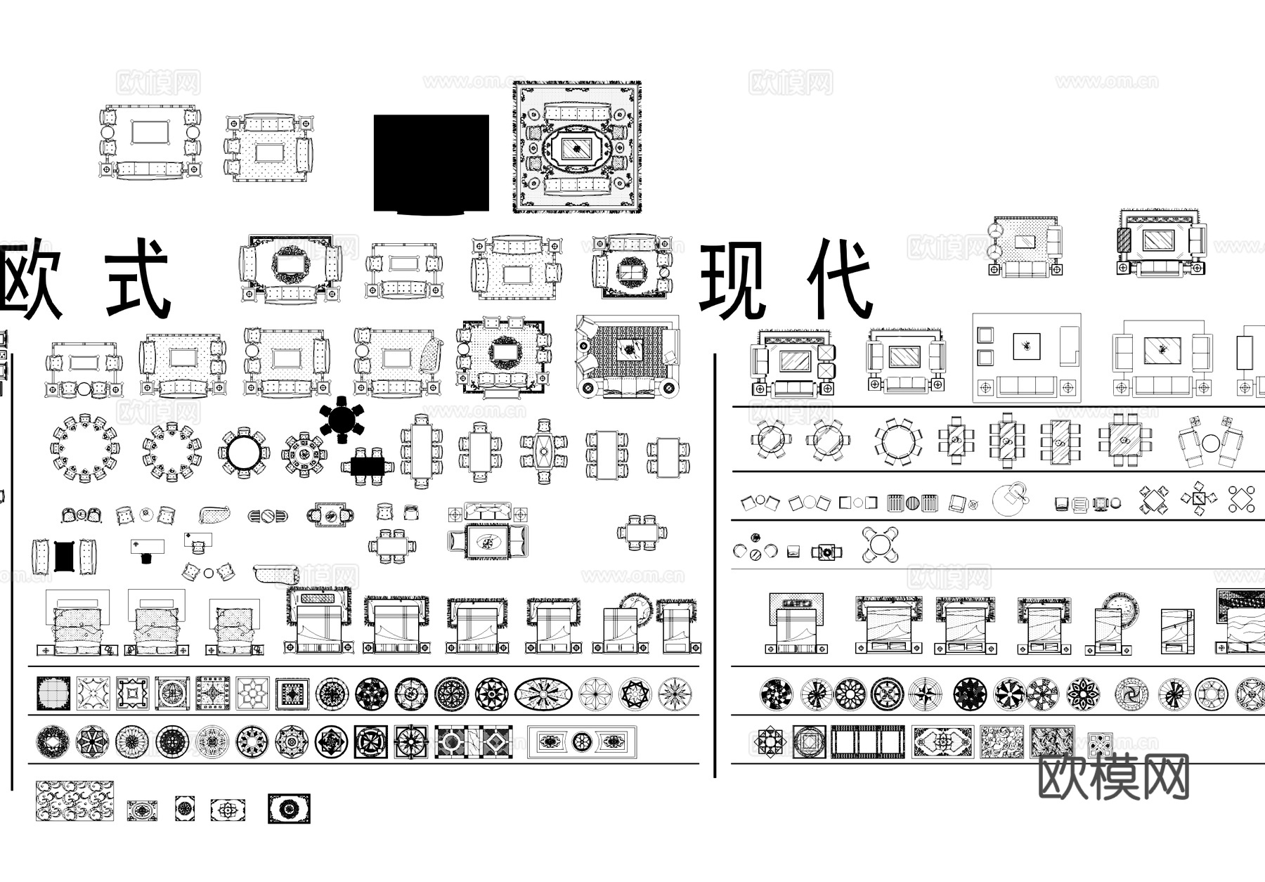 欧式中式现代工装图库CAD施工图cad施工图