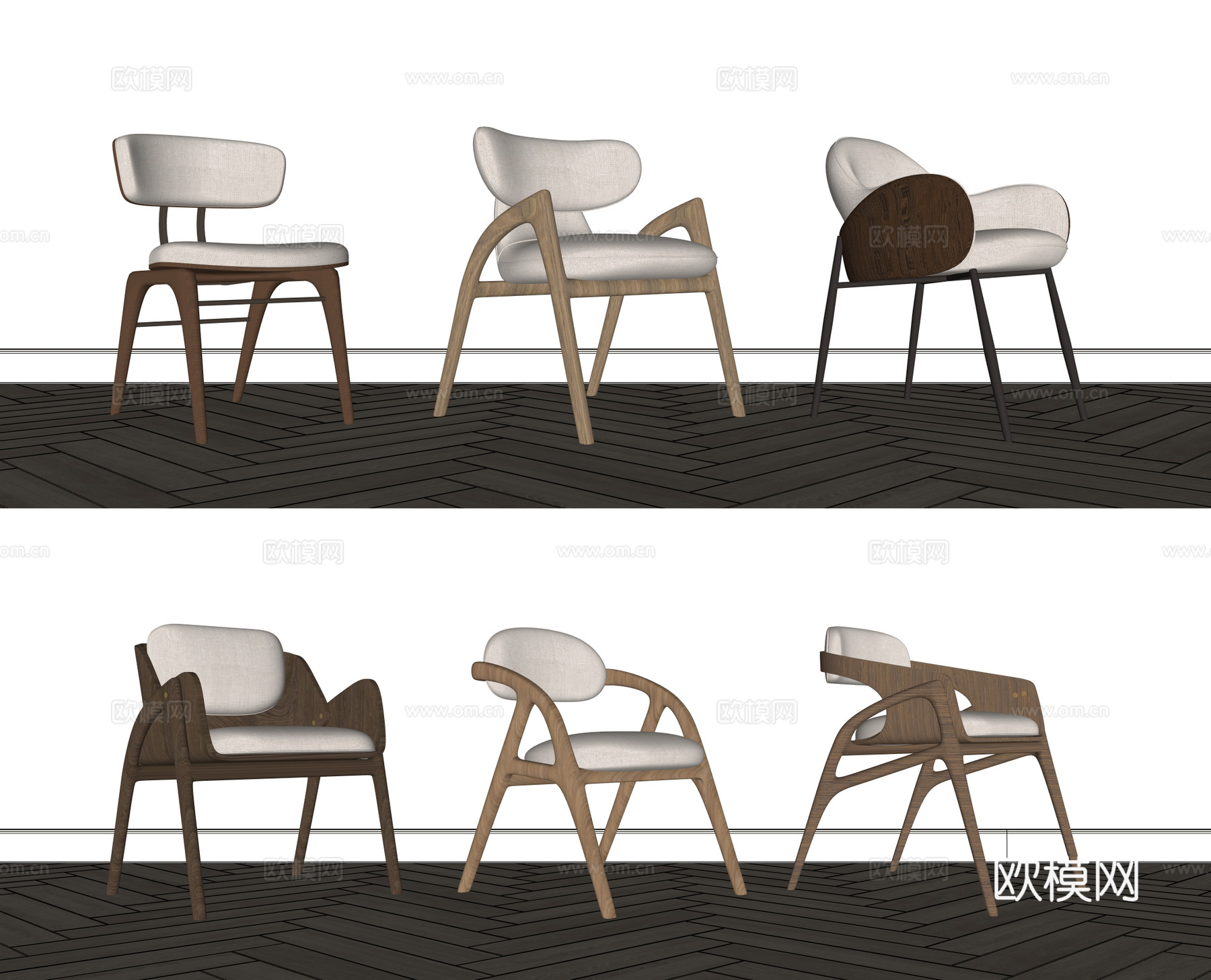 休闲椅单椅 木椅 餐椅 扶手椅su模型