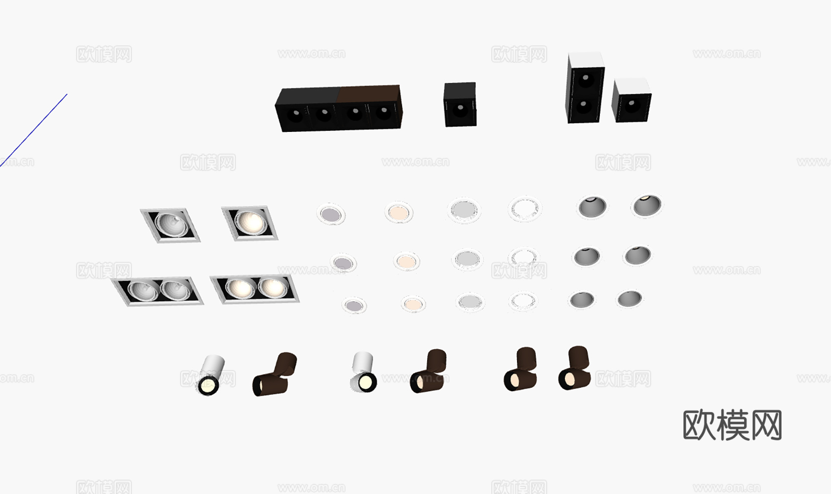 现代筒灯射灯合集su模型