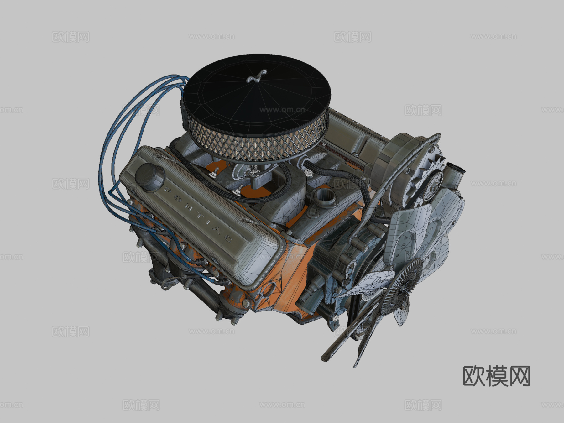 汽车发动机 庞蒂亚克 Unity shehab house3d模型下载（渲染图2）