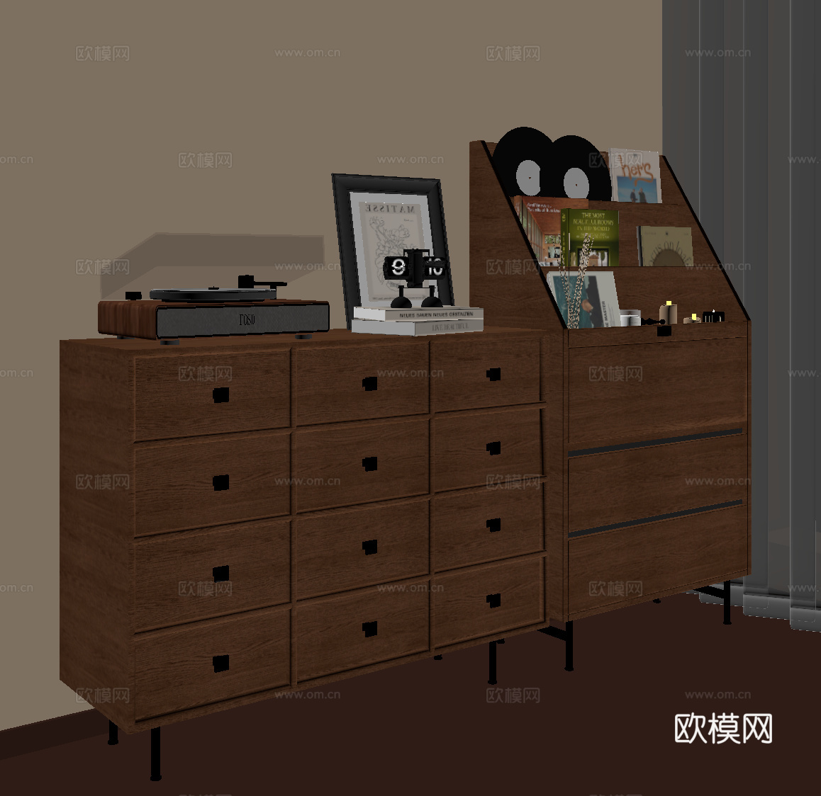 法式中古边柜 斗柜 置物柜su模型