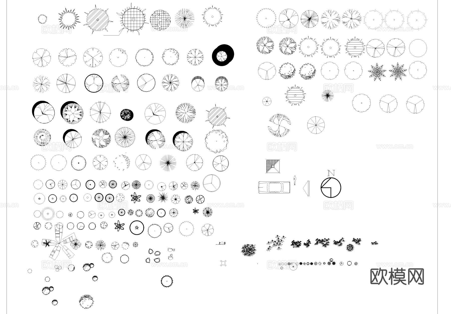 景观植物图块图例图库CAD施工图cad施工图