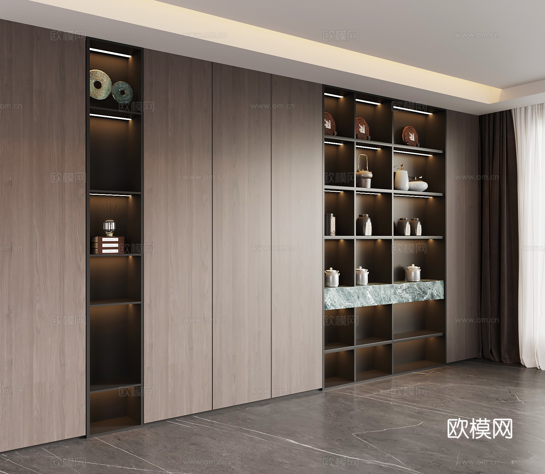 现代意式茶柜su模型