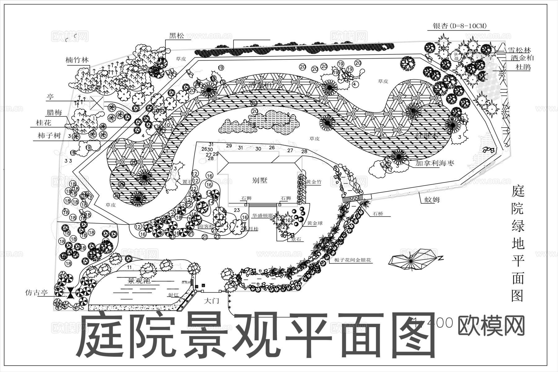 庭院景观设计平面图cad施工图