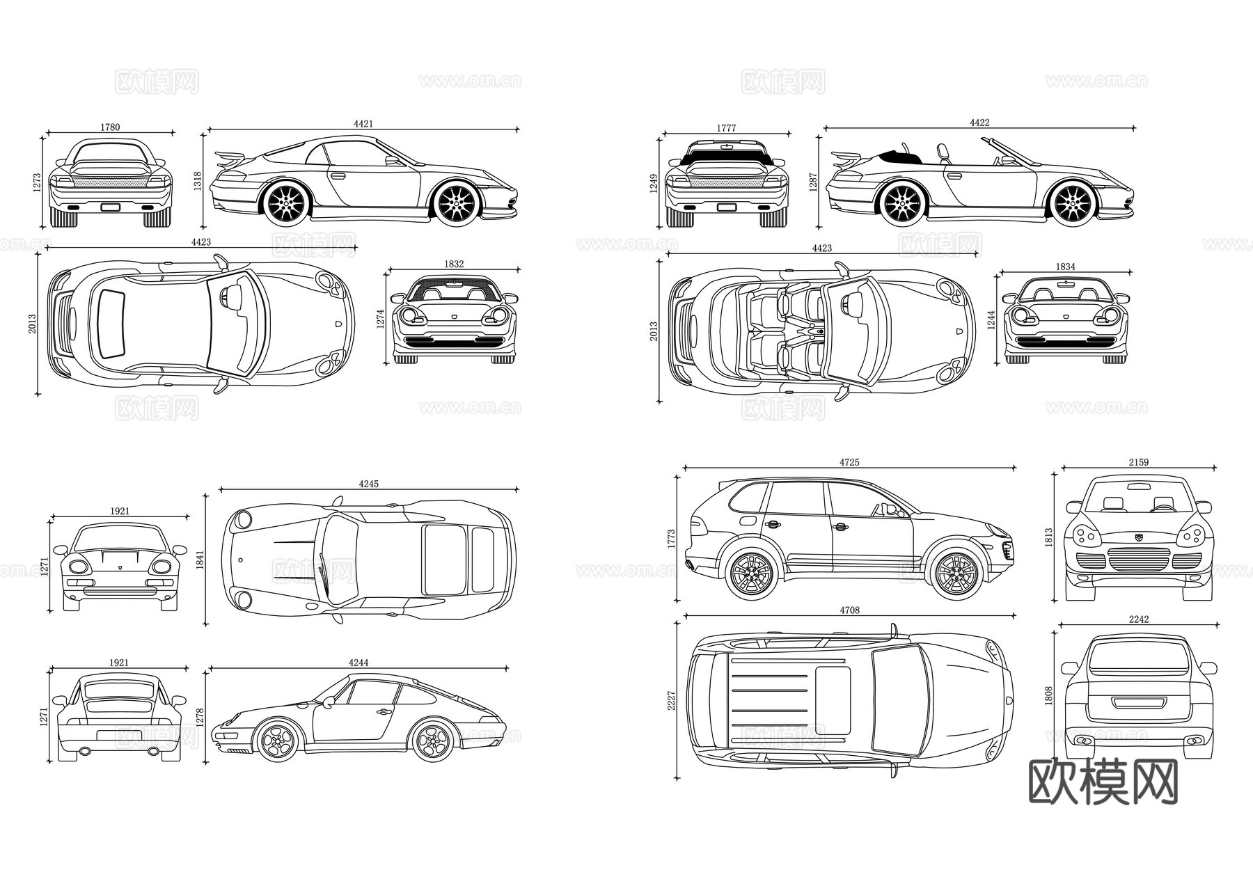 保时捷跑车 保时捷轿车 保时捷车辆 保时捷座驾 德国保时捷cad施工图
