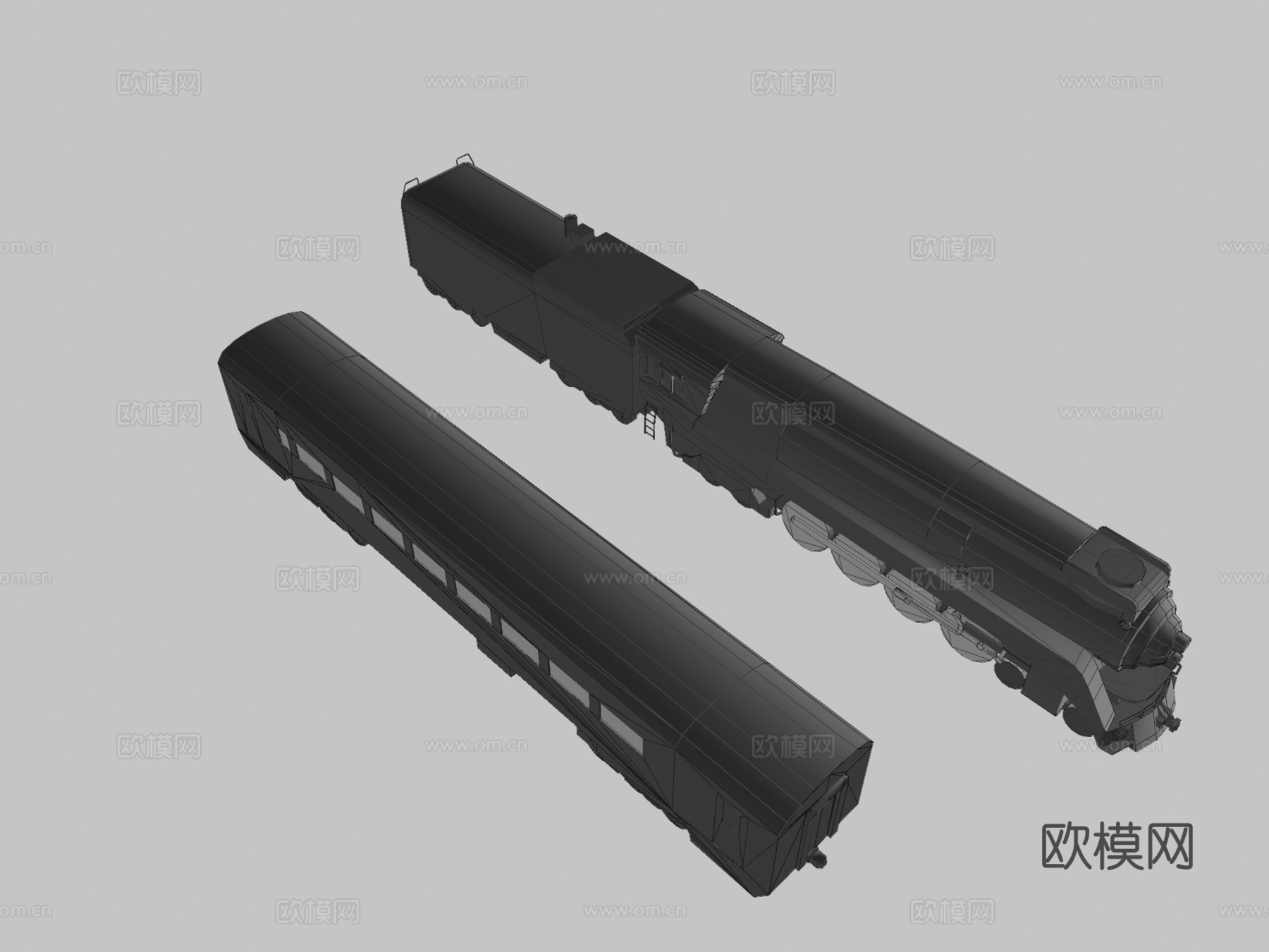 火车  蒸汽机车3d模型下载（渲染图3）