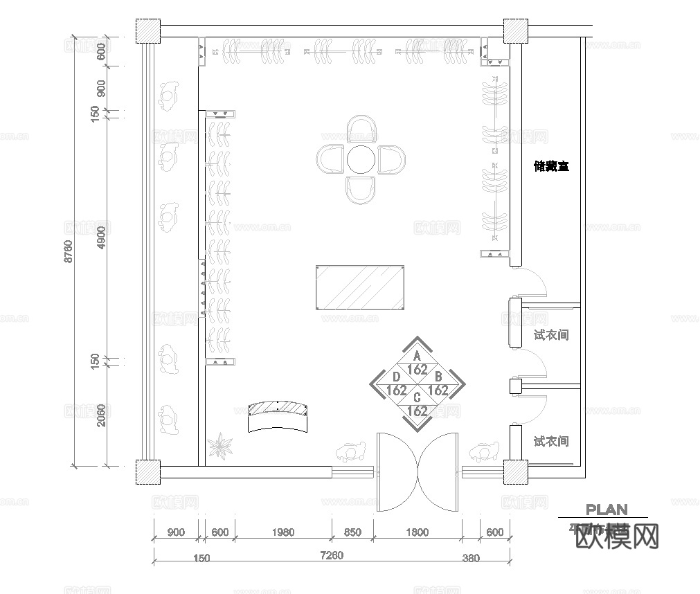 男装女装服装店专卖店 最新全套施工图设计cad施工图cad施工图