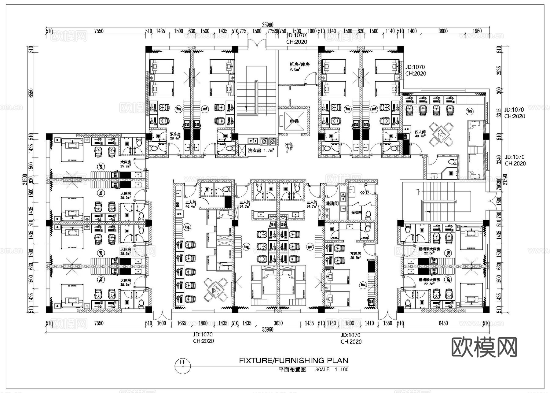 1300平电竞酒店 最新全套施工图设计cad施工图