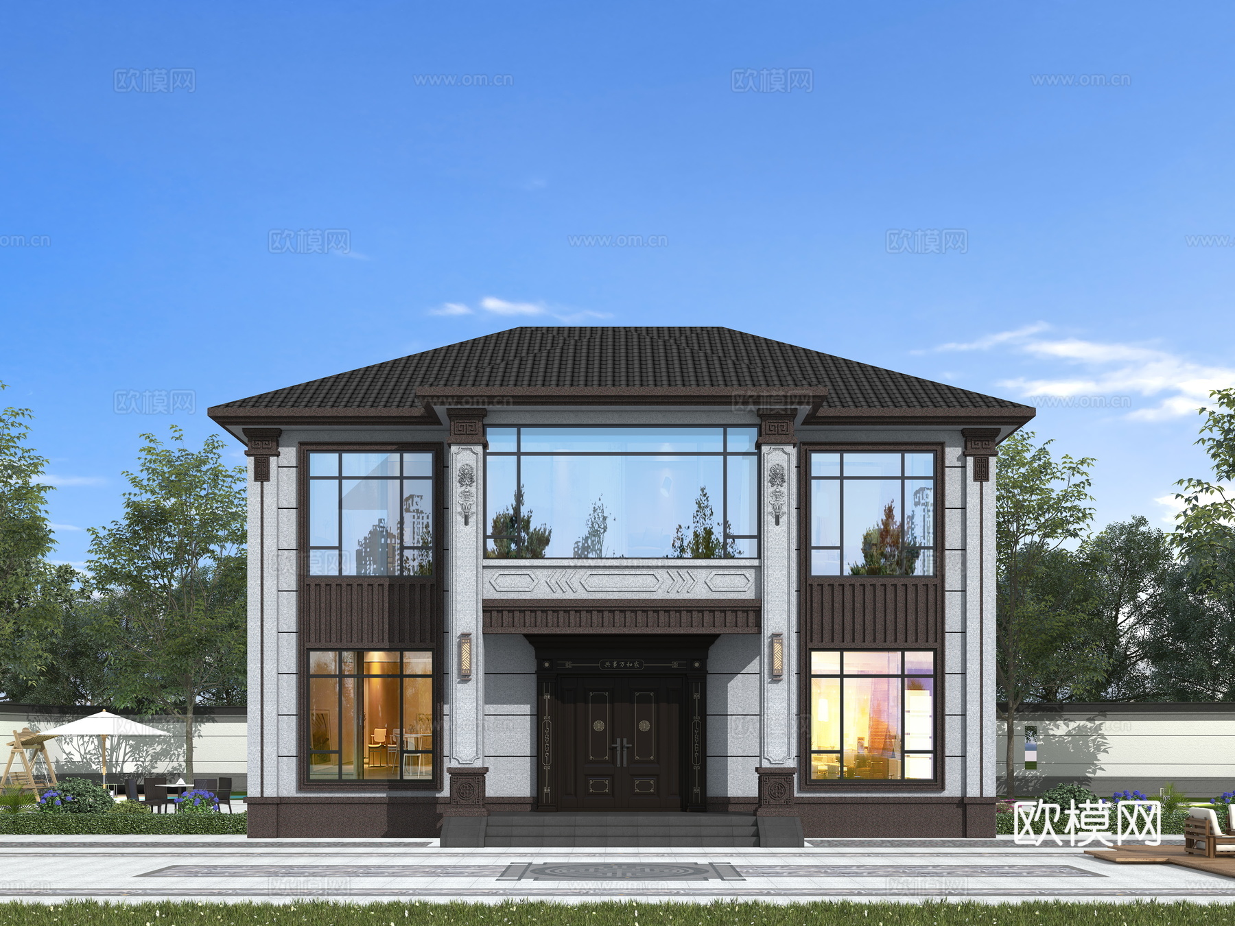 自建房别墅  中式独栋别墅su模型