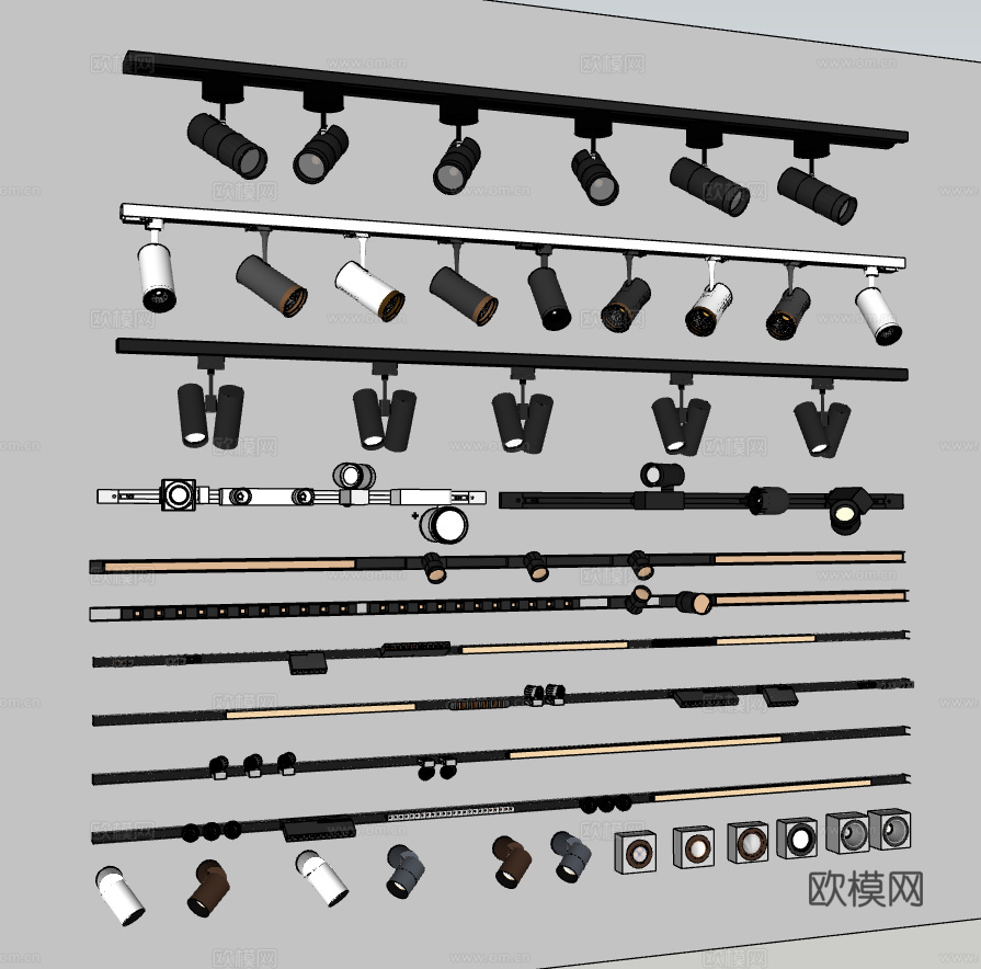 现代筒灯射灯合集su模型