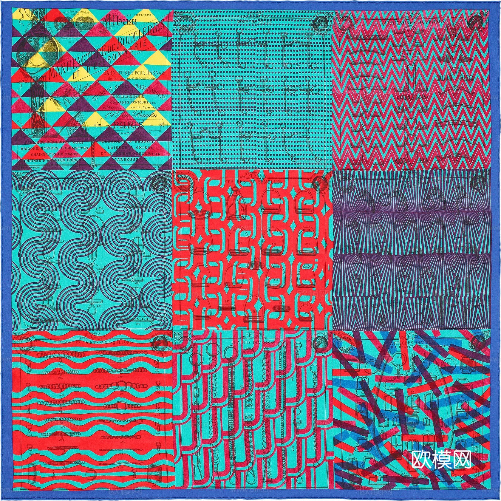 国外高端丝巾面料印花图案1113下载