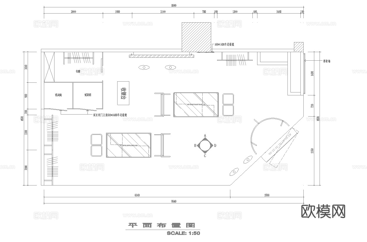男装女装服装店专卖店 最新全套施工图设计cad施工图