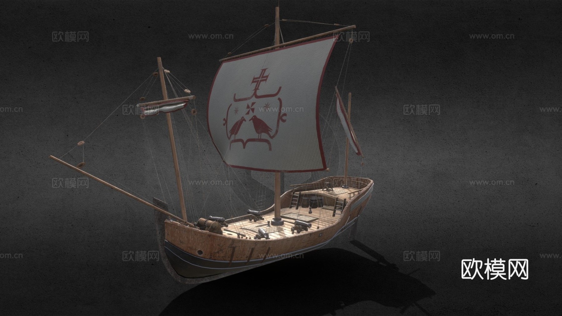 卡拉维尔帆船3d模型下载（渲染图1）