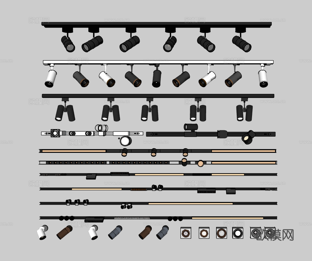 现代筒灯射灯合集su模型