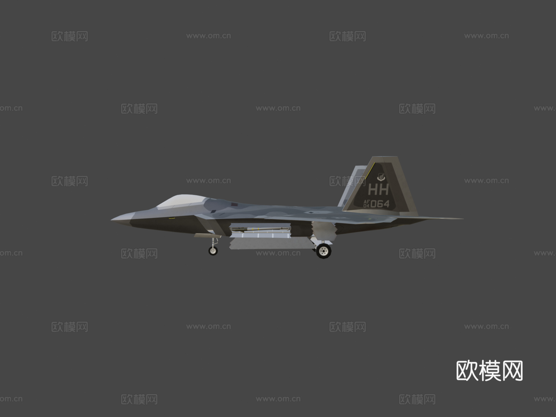低多边形一 一美国空军F22A猛禽3d模型下载（渲染图5）