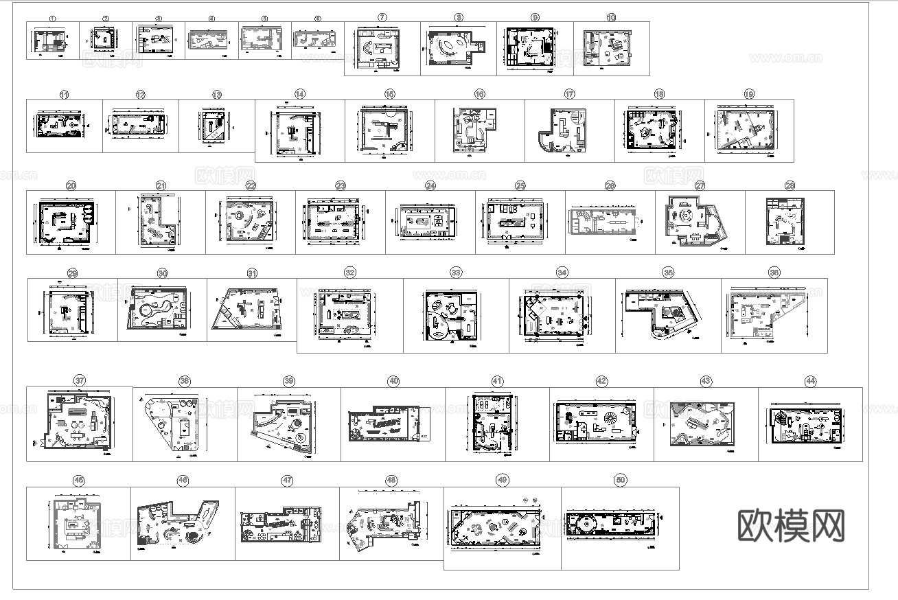 50套男装女装服装店 最新平面施工图设计cad施工图