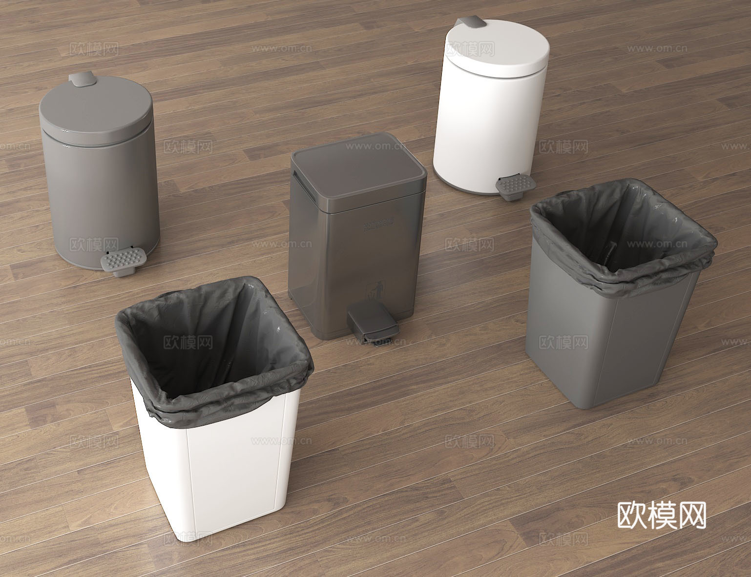 垃圾桶 脚踏式垃圾桶 家用垃圾桶 办公垃圾桶 无盖垃圾桶3d模型下载