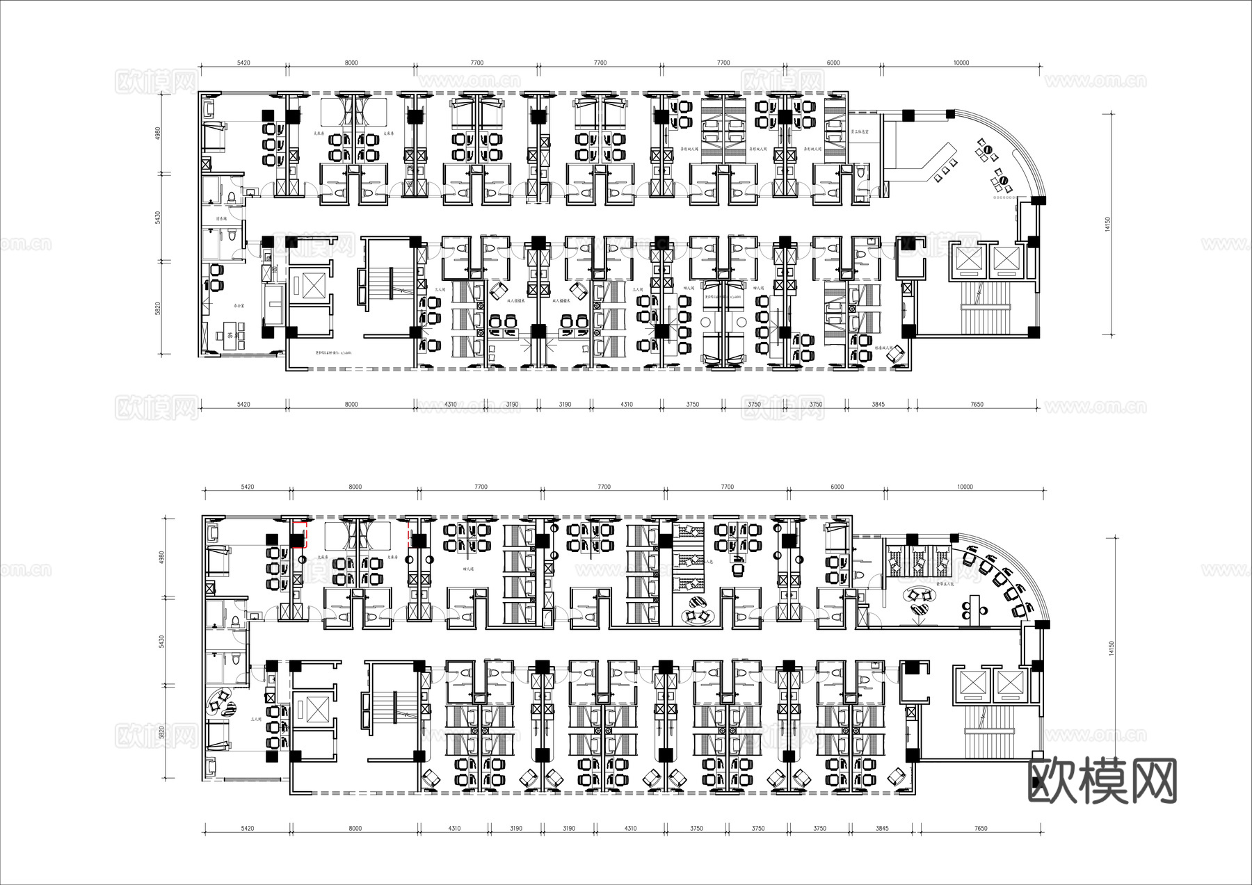 1100平电竞酒店 最新平面施工图设计cad施工图