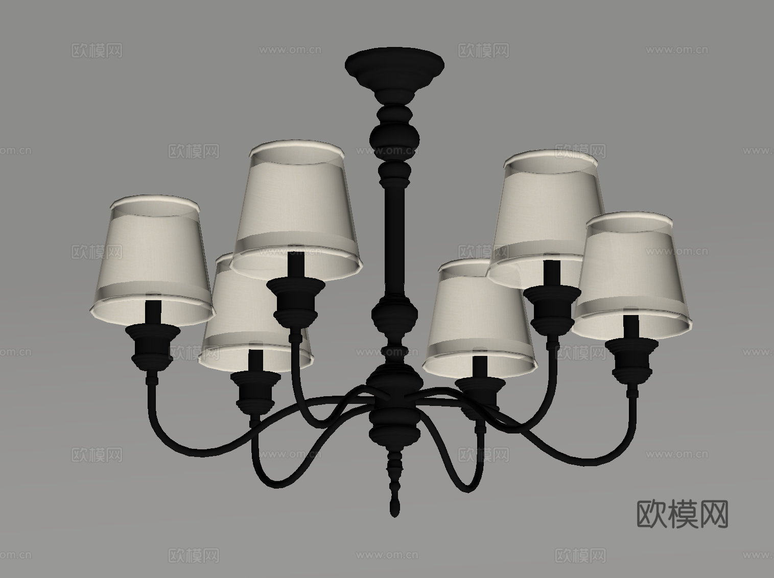 法式复古吊灯 多头吊灯su模型