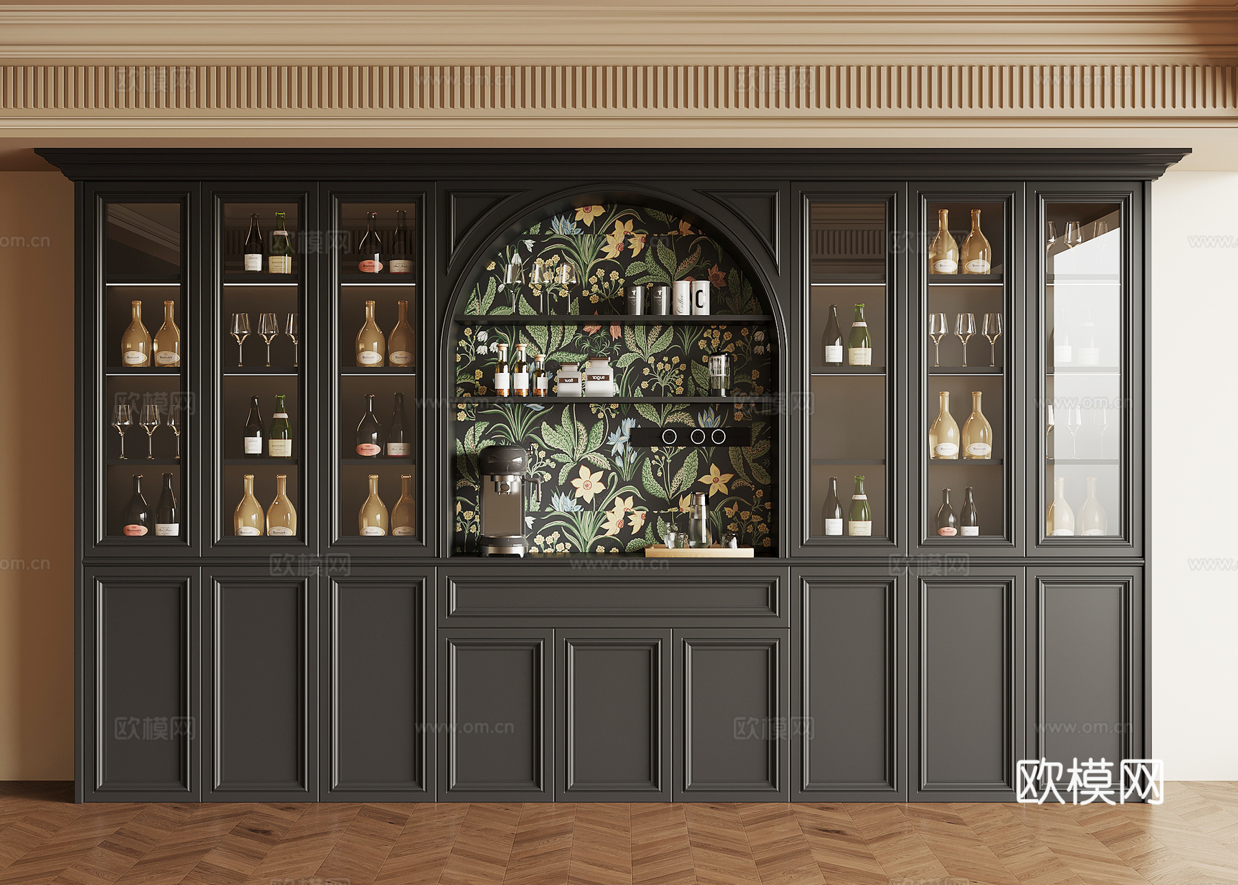 法式复古酒柜su模型