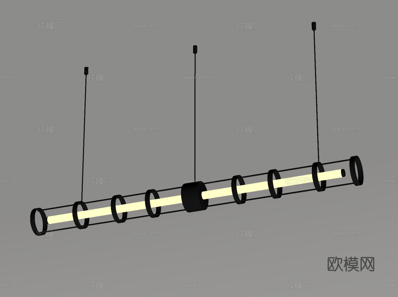 现代意式吊灯 长条吊灯su模型