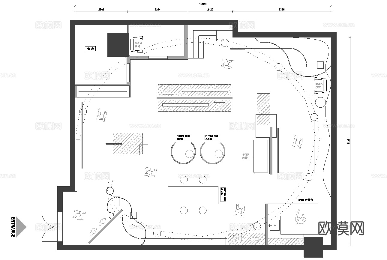 50套男装女装服装店 最新平面施工图设计cad施工图