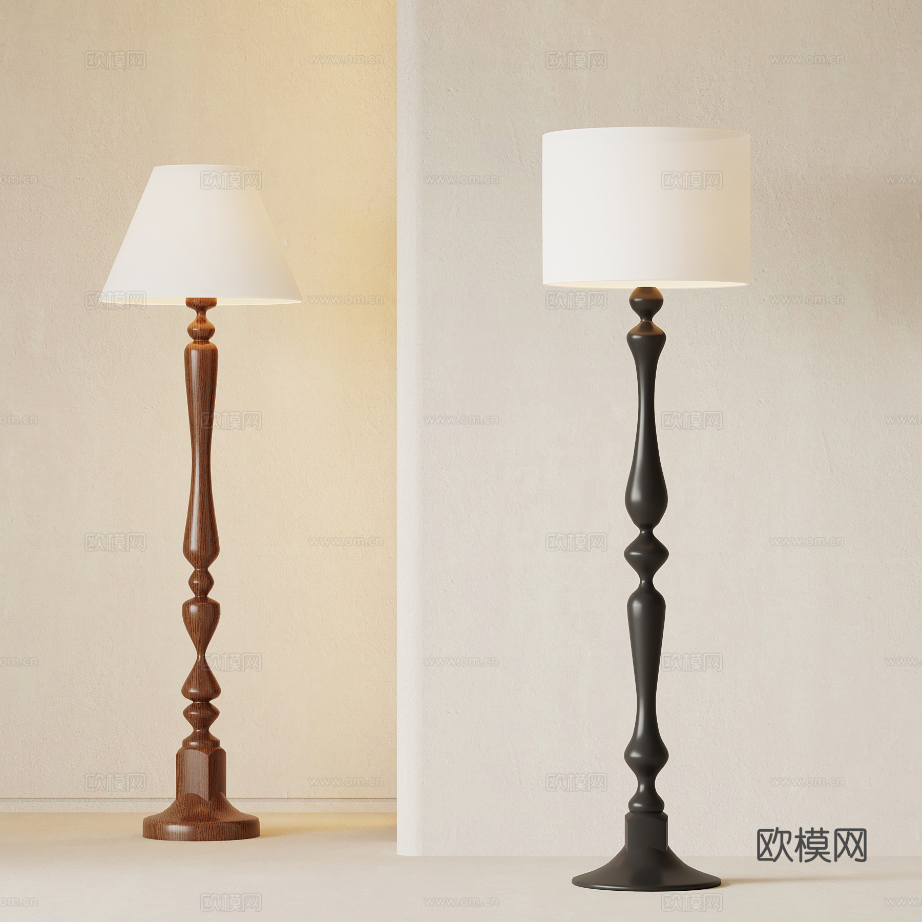法式复古落地灯su模型